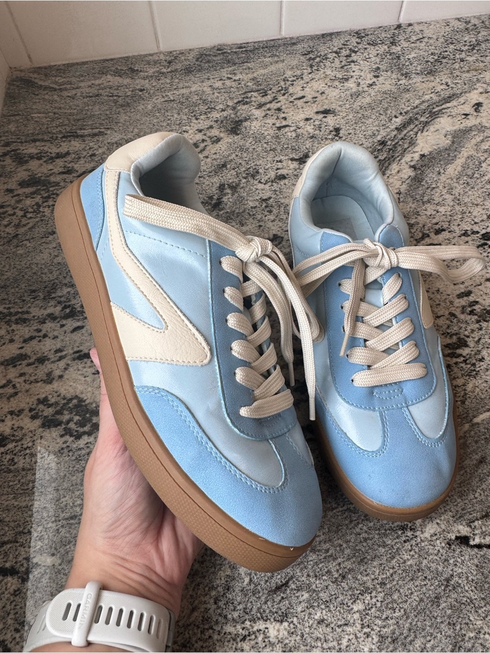 Dolce Vita Notice Sneaker Light Blue with Gum Sole. W 7.5. EUC. No box.